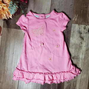 baby greendog pink butterfly baby girl's dress size 6-9 months 100% cotton